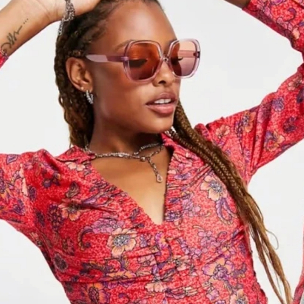Free People Floral Red Women's Top